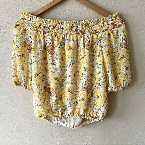 Joie Yellow Off The Shoulder Floral Top - Size: XS - Picture 2 of 8